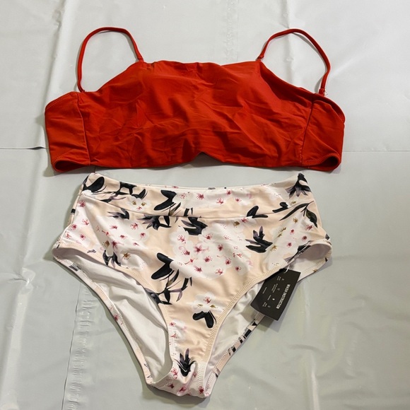 Avanova Two Piece High Waisted Swimsuit Burnt Orange Sz L - Picture 1 of 7